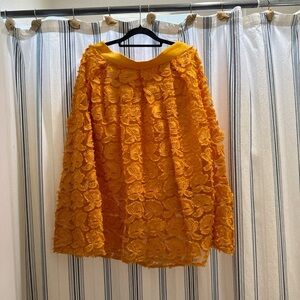 New York & Company Vibrant Mustard Yellow Lace Skirt